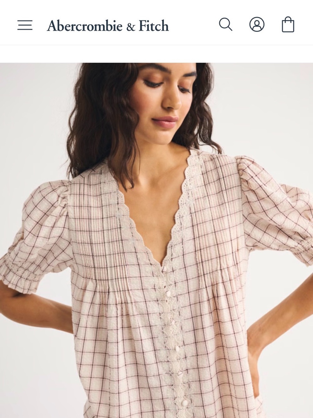 ISO Abercrombie & Fitch Puff sleeve Pintuck Blouse in cream